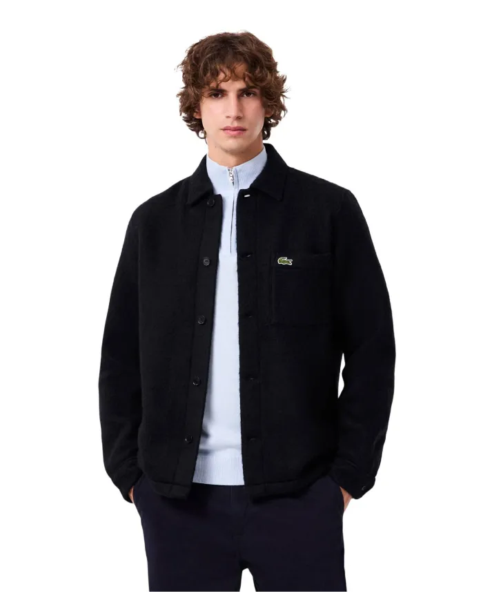 LACOSTE Overshirt Uomo CH8997 AI 25/26 in feltro con taschino HDE BLU NAVY
