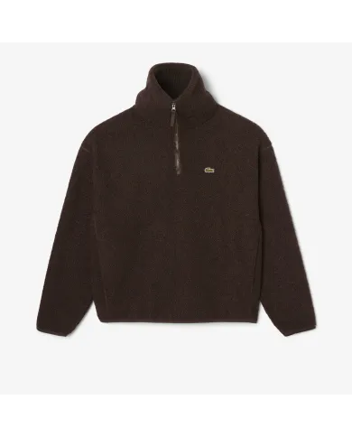 LACOSTE Felpa Uomo SH5500 AI 25/26 in pile a collo alto con zip SKB MARRONE