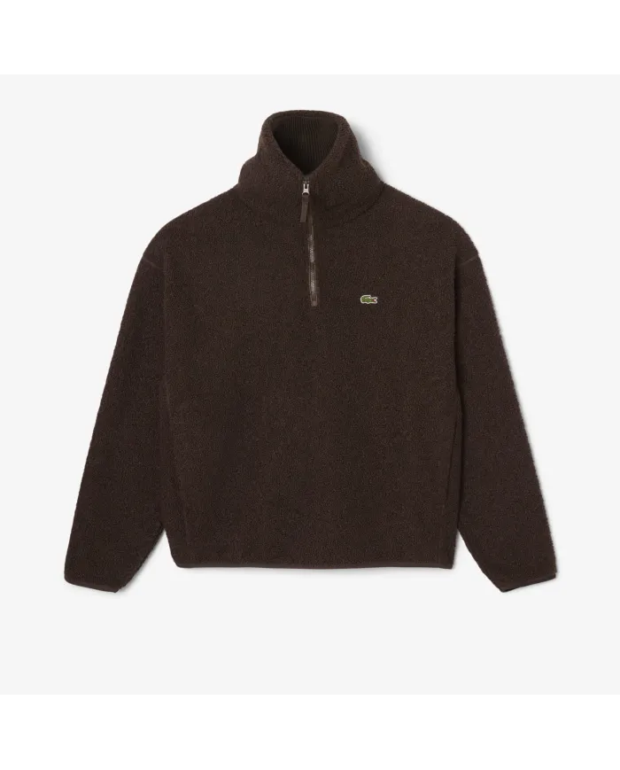 LACOSTE Felpa Uomo SH5500 AI 25/26 in pile a collo alto con zip SKB MARRONE