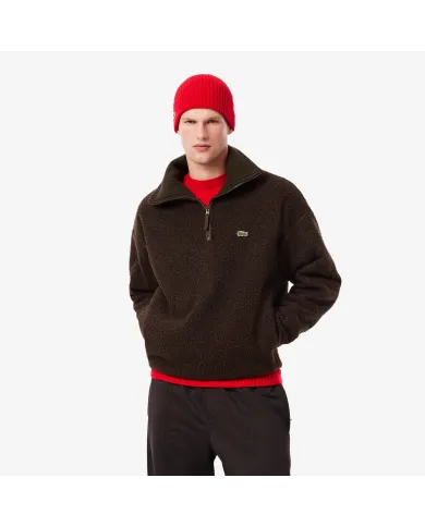 LACOSTE Felpa Uomo SH5500 AI 25/26 in pile a collo alto con zip SKB MARRONE