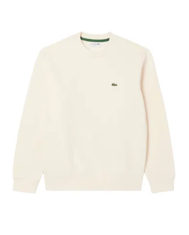 LACOSTE Felpa Uomo SH9608 AI 25/26 Classic Fit in pile con girocollo XFJ BIANCO