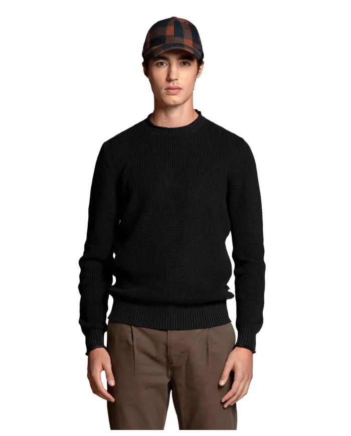 IMPURE Maglia Uomo ARTHUR COT AI 25/26 girocollo stone wash in cotone 11 BLACK BOARD