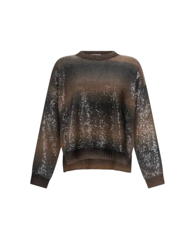 LIU JO Maglia Donna MF5380MA14R AI 25/26 a girocollo con paillettes S9472 brown shaded