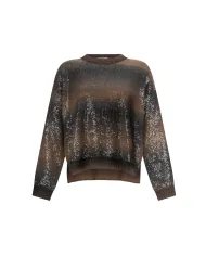 LIU JO Maglia Donna MF5380MA14R AI 25/26 a girocollo con paillettes S9472 brown shaded