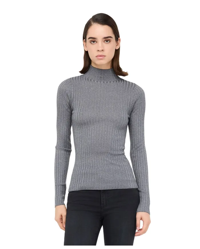 LIU JO Dolcevita Donna MF5389MS46J AI 25/26 viscosa con lavorazione a costine 04020 ANTRACITE MET