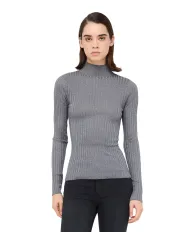 LIU JO Dolcevita Donna MF5389MS46J AI 25/26 viscosa con lavorazione a costine 04020 ANTRACITE MET