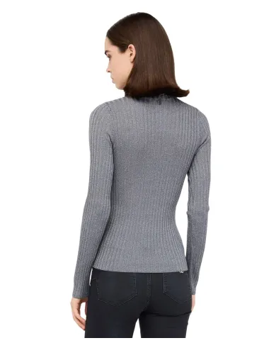 LIU JO Dolcevita Donna MF5389MS46J AI 25/26 viscosa con lavorazione a costine 04020 ANTRACITE MET