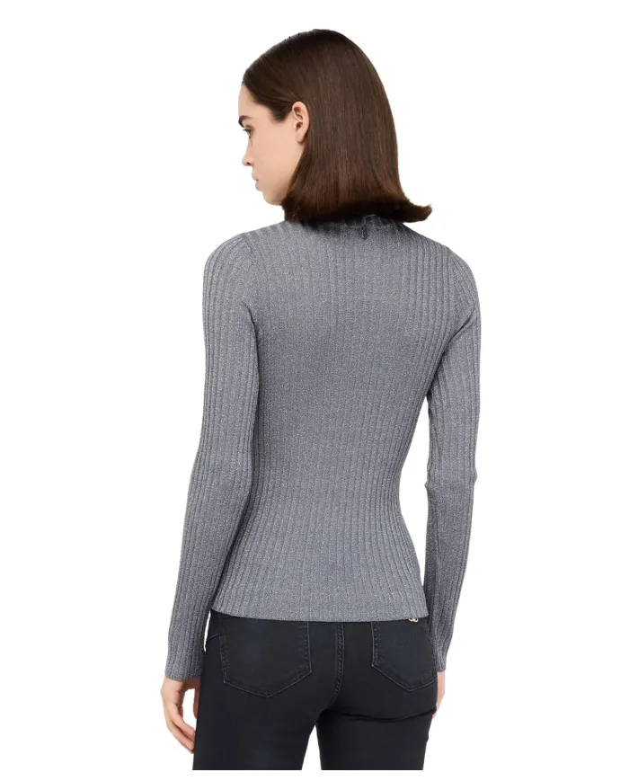 LIU JO Dolcevita Donna MF5389MS46J AI 25/26 viscosa con lavorazione a costine 04020 ANTRACITE MET