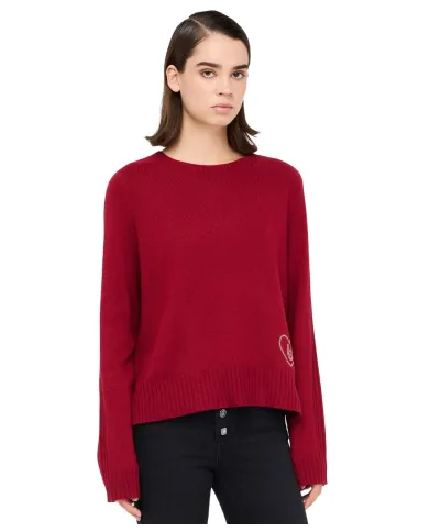 LIU JO Maglia Donna MF544MS76L AI 25/26 girocollo con logo strass 91650 PEPPER