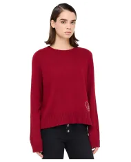 LIU JO Maglia Donna MF544MS76L AI 25/26 girocollo con logo strass 91650 PEPPER