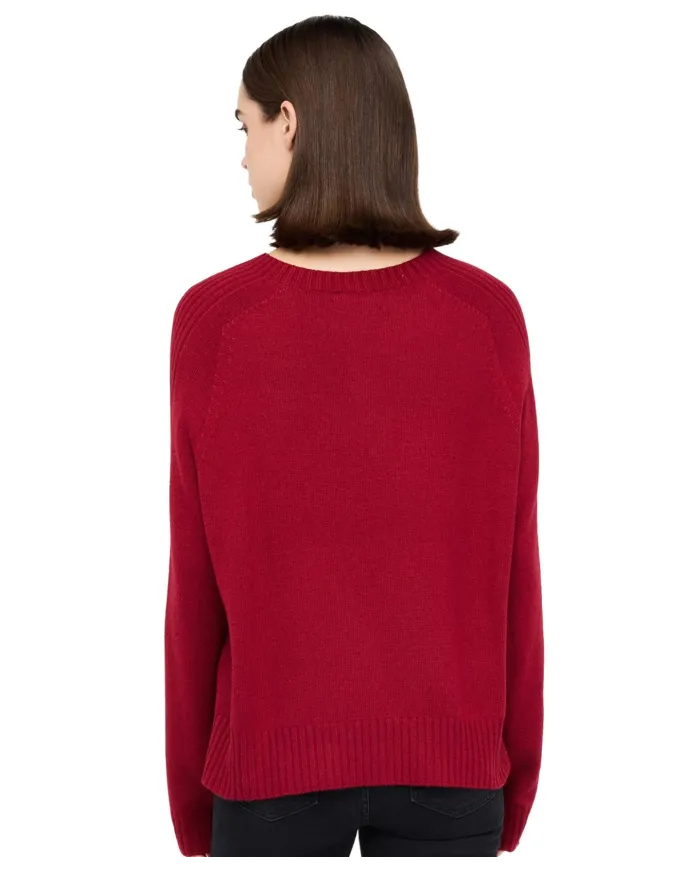 LIU JO Maglia Donna MF544MS76L AI 25/26 girocollo con logo strass 91650 PEPPER