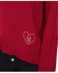 LIU JO Maglia Donna MF544MS76L AI 25/26 girocollo con logo strass 91650 PEPPER