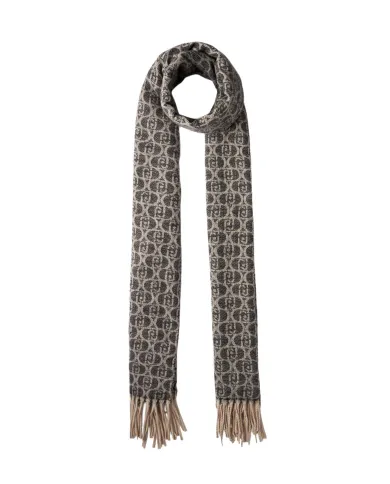 LIU JO Sciapa Donna 2F5018T0300 AI 25/26 logo monogram all over con frange 22222 NERO