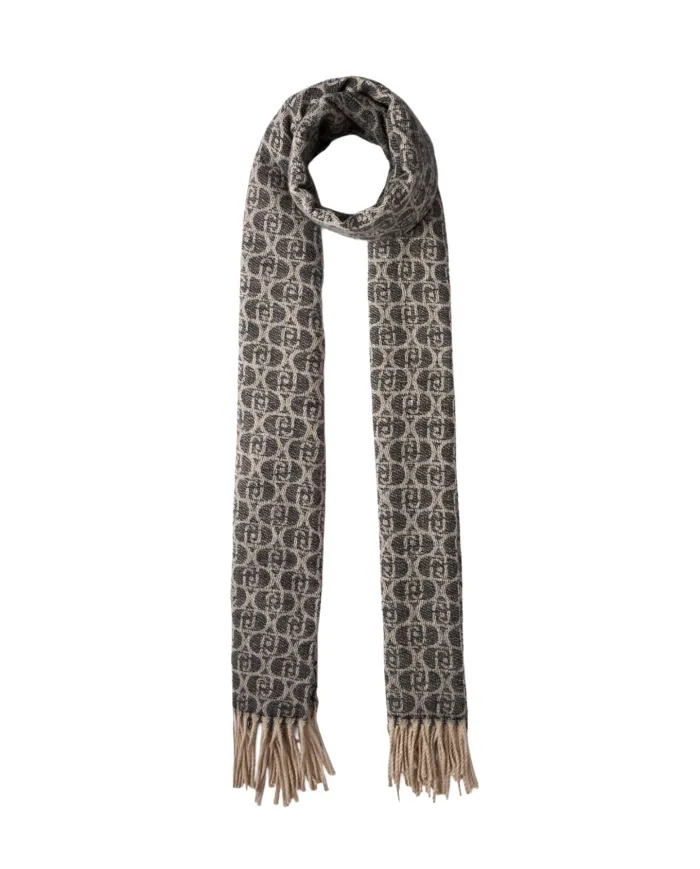 LIU JO Sciapa Donna 2F5018T0300 AI 25/26 logo monogram all over con frange 22222 NERO