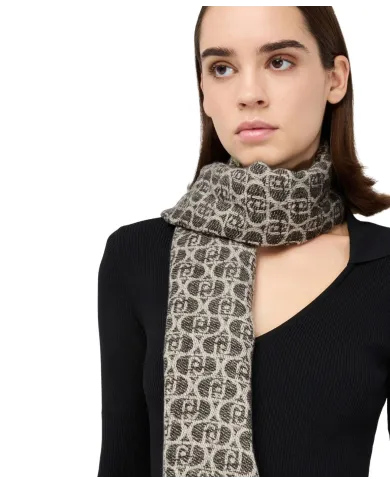 LIU JO Sciapa Donna 2F5018T0300 AI 25/26 logo monogram all over con frange 22222 NERO