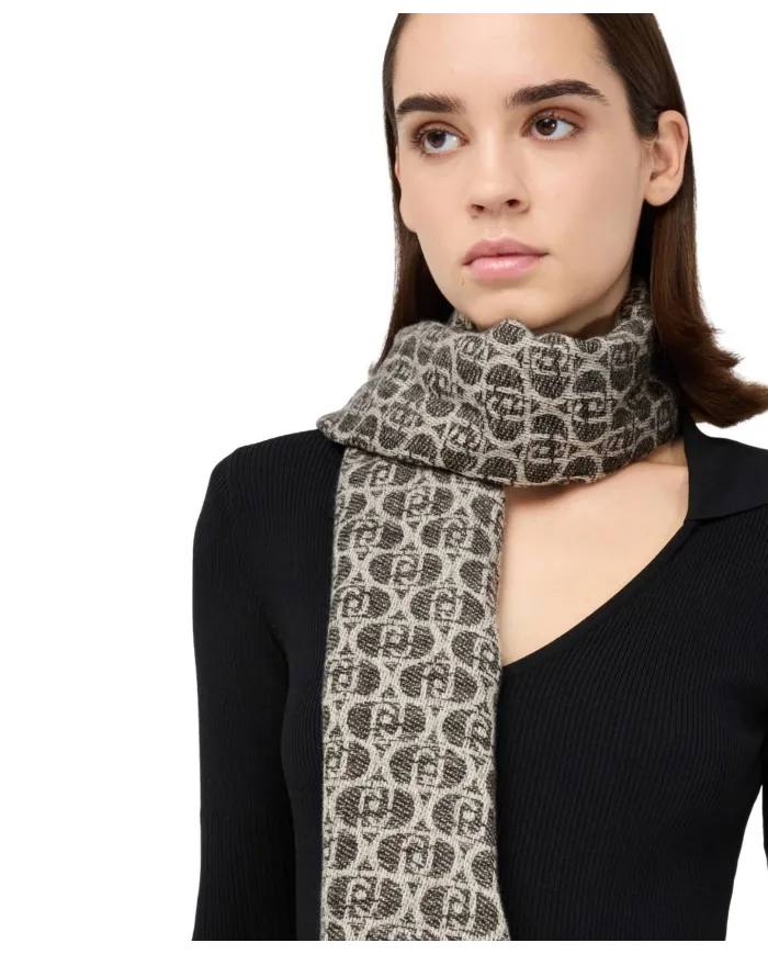 LIU JO Sciapa Donna 2F5018T0300 AI 25/26 logo monogram all over con frange 22222 NERO