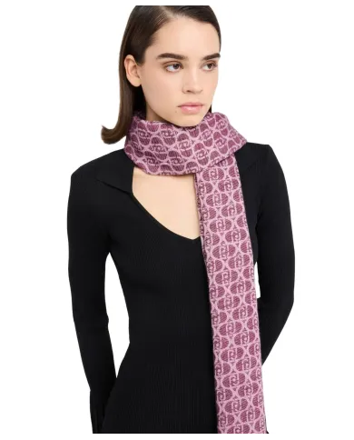 LIU JO Sciapa Donna 2F5018T0300 AI 25/26 logo monogram all over con frange 91718 RED aubergine