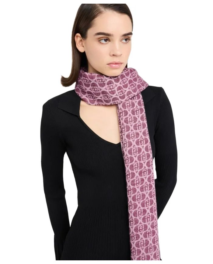 LIU JO Sciapa Donna 2F5018T0300 AI 25/26 logo monogram all over con frange 91718 RED aubergine