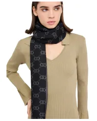 LIU JO Sciarpa Donna 2F5040T0300 AI 25/26 logo monogram con dettagli lurex 22222 NERO