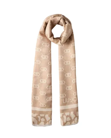 LIU JO Sciarpa Donna 2F5040T0300 AI 25/26 logo monogram con dettagli lurex 30003 OAT MILK