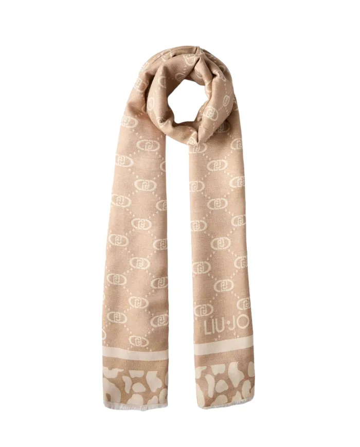 LIU JO Sciarpa Donna 2F5040T0300 AI 25/26 logo monogram con dettagli lurex 30003 OAT MILK
