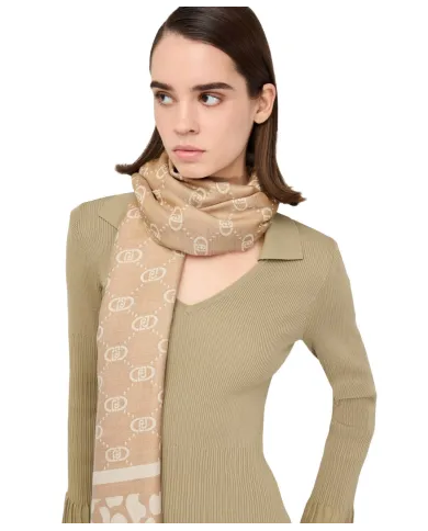 LIU JO Sciarpa Donna 2F5040T0300 AI 25/26 logo monogram con dettagli lurex 30003 OAT MILK