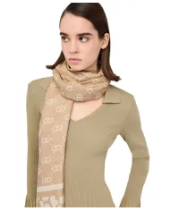 LIU JO Sciarpa Donna 2F5040T0300 AI 25/26 logo monogram con dettagli lurex 30003 OAT MILK