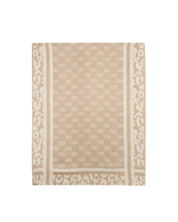 LIU JO Sciarpa Donna 2F5040T0300 AI 25/26 logo monogram con dettagli lurex 30003 OAT MILK