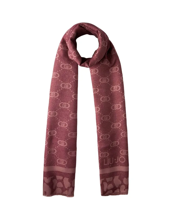 LIU JO Sciarpa Donna 2F5040T0300 AI 25/26 logo monogram con dettagli lurex 91718 RED aubergine