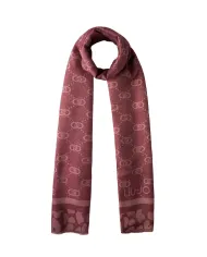 LIU JO Sciarpa Donna 2F5040T0300 AI 25/26 logo monogram con dettagli lurex 91718 RED aubergine