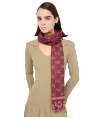 LIU JO Sciarpa Donna 2F5040T0300 AI 25/26 logo monogram con dettagli lurex 91718 RED aubergine
