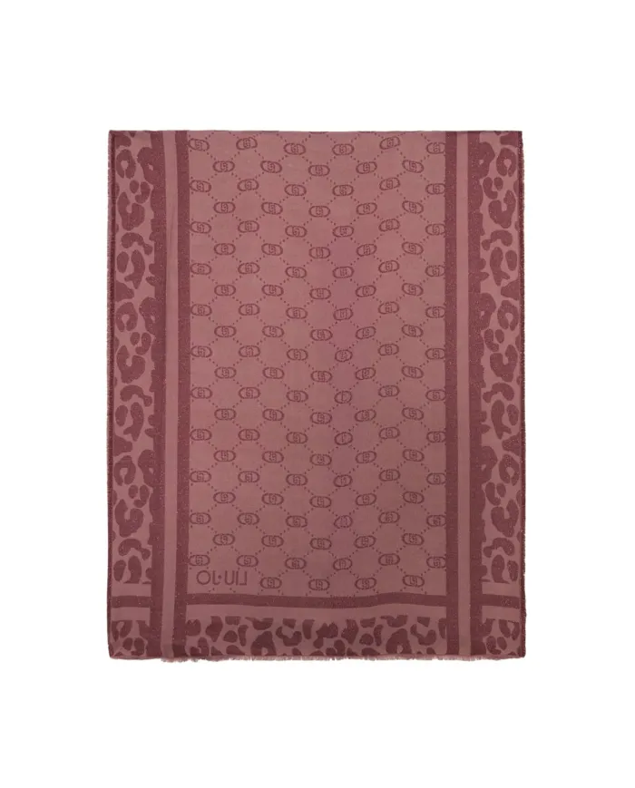 LIU JO Sciarpa Donna 2F5040T0300 AI 25/26 logo monogram con dettagli lurex 91718 RED aubergine
