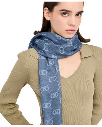 LIU JO Sciarpa Donna 2F5040T0300 AI 25/26 logo monogram con dettagli lurex 94033 alice blue