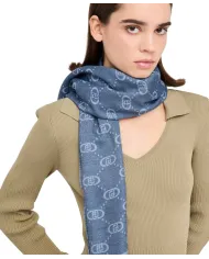 LIU JO Sciarpa Donna 2F5040T0300 AI 25/26 logo monogram con dettagli lurex 94033 alice blue