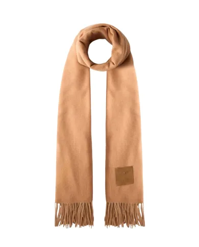 LIU JO Sciarpa Donna 2F5048T0300 AI 25/26 garzata con patch logo e frange 00070 CAMMELLO