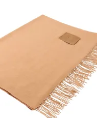 LIU JO Sciarpa Donna 2F5048T0300 AI 25/26 garzata con patch logo e frange 00070 CAMMELLO