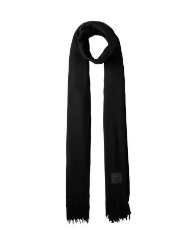 LIU JO Sciarpa Donna 2F5048T0300 AI 25/26 garzata con patch logo e frange 22222 NERO