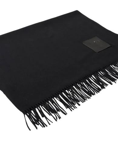 LIU JO Sciarpa Donna 2F5048T0300 AI 25/26 garzata con patch logo e frange 22222 NERO