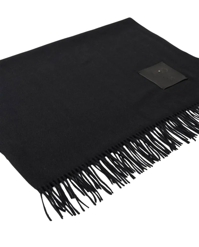 LIU JO Sciarpa Donna 2F5048T0300 AI 25/26 garzata con patch logo e frange 22222 NERO