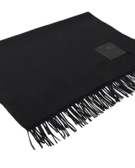 LIU JO Sciarpa Donna 2F5048T0300 AI 25/26 garzata con patch logo e frange 22222 NERO