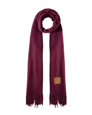 LIU JO Sciarpa Donna 2F5048T0300 AI 25/26 garzata con patch logo e frange 91718 RED aubergine