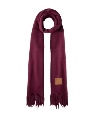 LIU JO Sciarpa Donna 2F5048T0300 AI 25/26 garzata con patch logo e frange 91718 RED aubergine