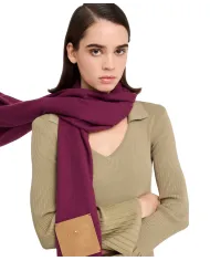 LIU JO Sciarpa Donna 2F5048T0300 AI 25/26 garzata con patch logo e frange 91718 RED aubergine