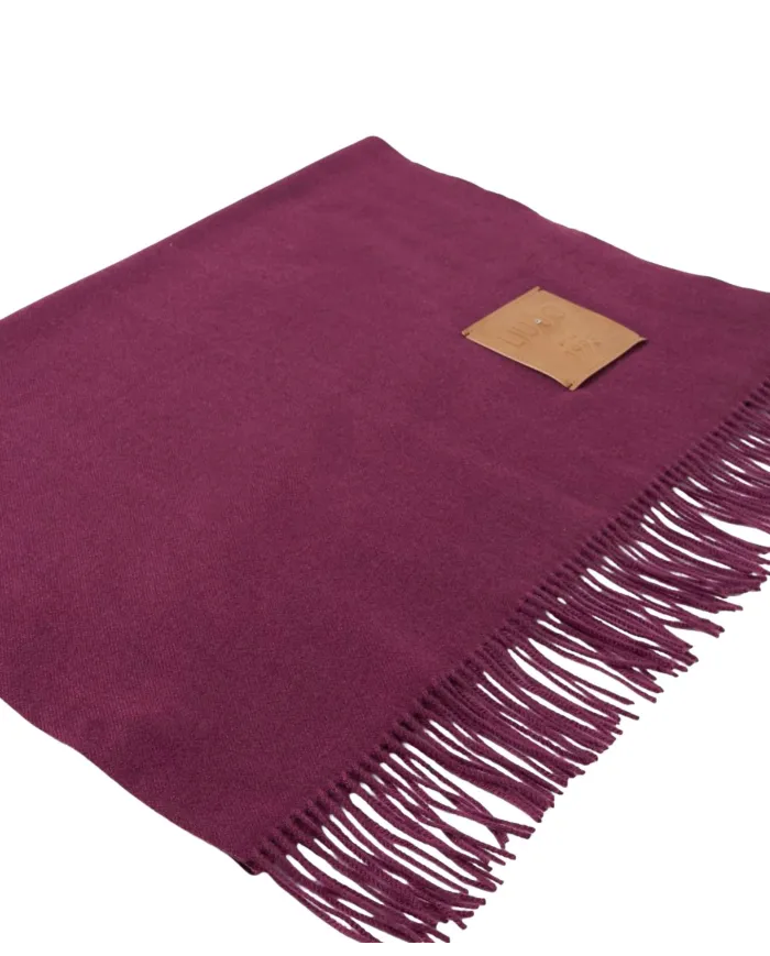 LIU JO Sciarpa Donna 2F5048T0300 AI 25/26 garzata con patch logo e frange 91718 RED aubergine