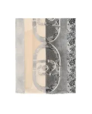 LIU JO Stola Donna 2F5068T0300 AI 25/26 con stampa logo e pizzo 00365 NEUTRO