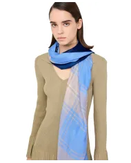 LIU JO Sciarpa Donna 2F5072T0300 AI 25/26 logo check 74015 LIGHT DENIM