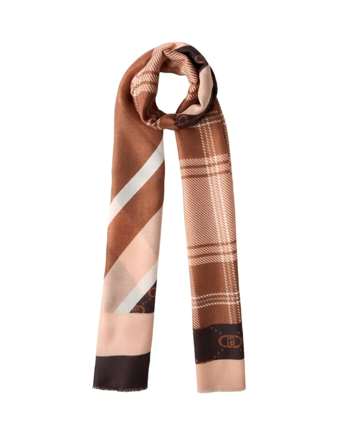 LIU JO Sciarpa Donna 2F5072T0300 AI 25/26 logo check 90912 MORO/LIGHT