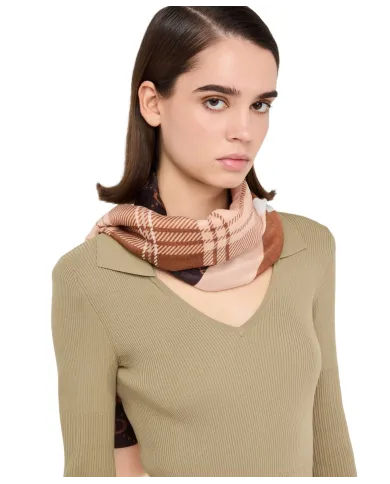 LIU JO Sciarpa Donna 2F5072T0300 AI 25/26 logo check 90912 MORO/LIGHT