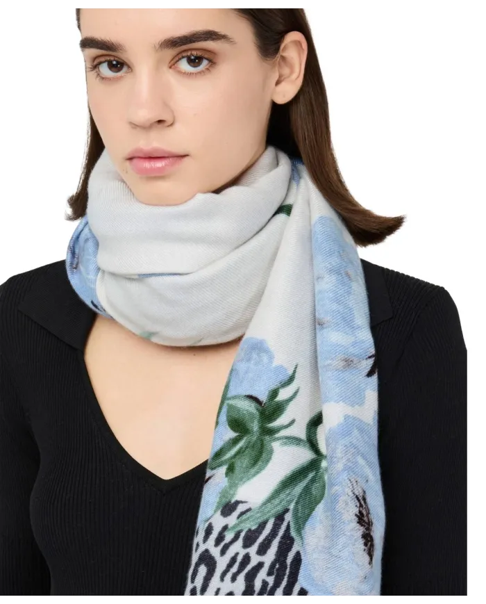 LIU JO Sciarpa Donna 2F5077T0300 AI 25/26 animalier floreale 74015 LIGHT DENIM