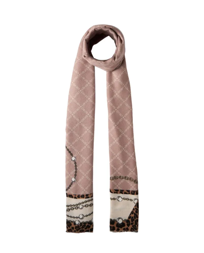 LIU JO Sciarpa Donna 2F5081T0300 AI 25/26 stampa animalier logo 00005 NATURALE